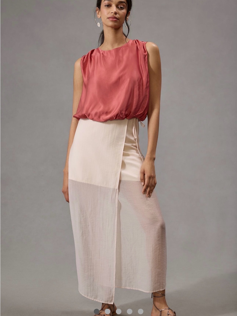 Anthropologie Silky Blouson Tank in Rosewood